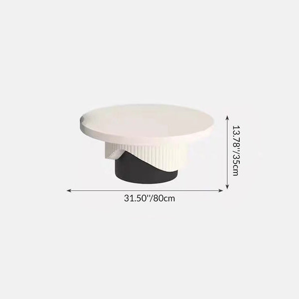 Contemporary Scandinavian Round Plywood Plastic Coffee Table 1-Tier For Living Room