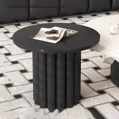 Contemporary Scandinavian Round Plywood Plastic Coffee Table 1-Tier For Living Room