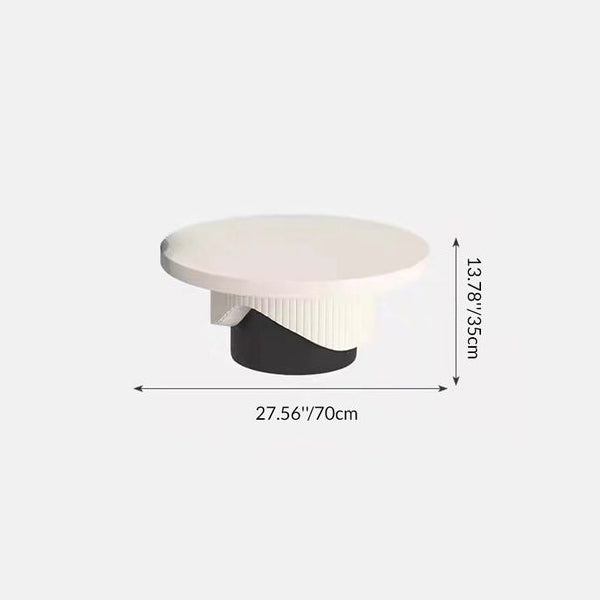 Contemporary Scandinavian Round Plywood Plastic Coffee Table 1-Tier For Living Room