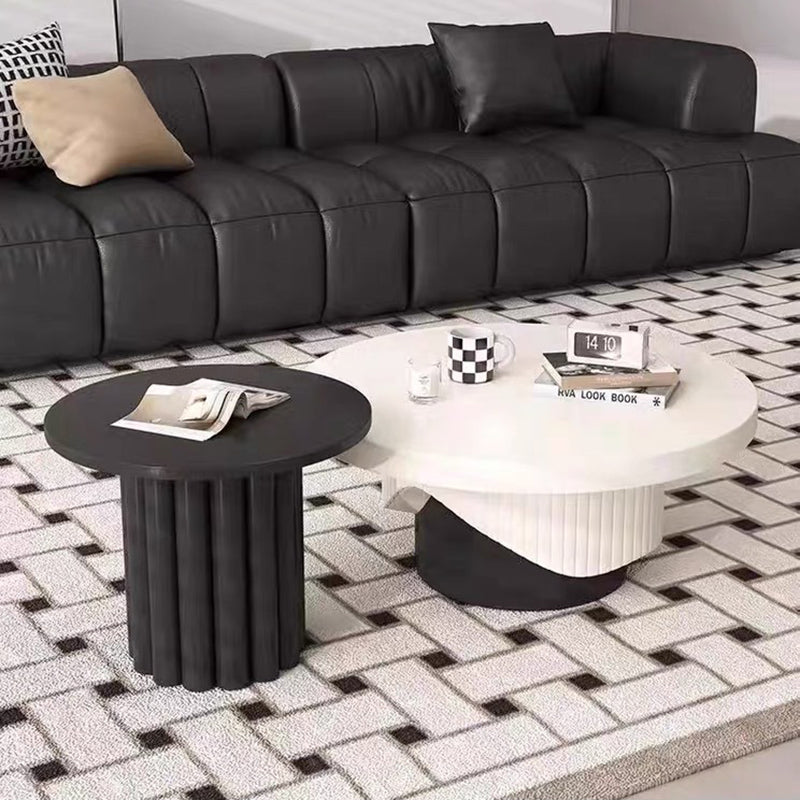 Contemporary Scandinavian Round Plywood Plastic Coffee Table 1-Tier For Living Room