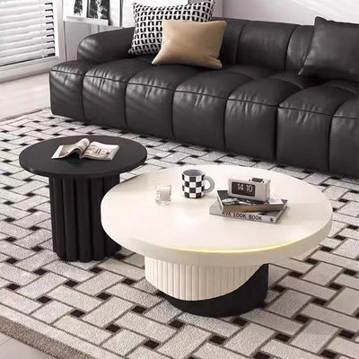Contemporary Scandinavian Round Plywood Plastic Coffee Table 1-Tier For Living Room