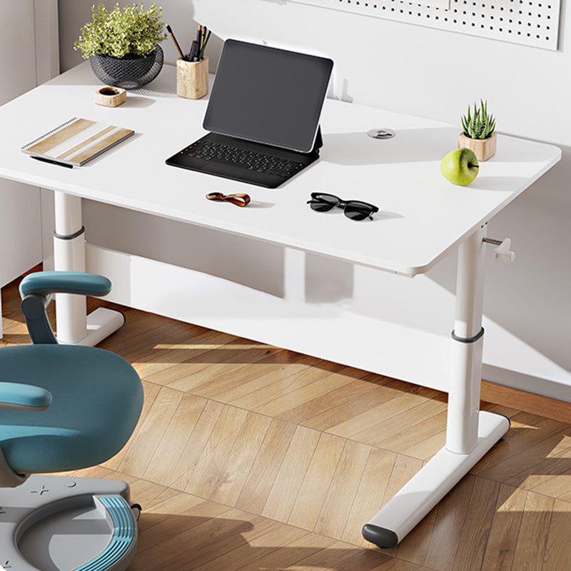 Modern Simplicity Liftable Rectangular Solid Wood & Solid Wood Particle Board Carbon Steel Desk 1-Tier For Home Office