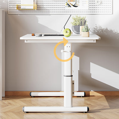 Modern Simplicity Liftable Rectangular Solid Wood & Solid Wood Particle Board Carbon Steel Desk 1-Tier For Home Office