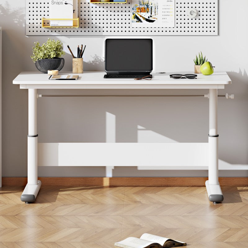 Modern Simplicity Liftable Rectangular Solid Wood & Solid Wood Particle Board Carbon Steel Desk 1-Tier For Home Office
