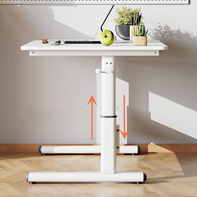 Modern Simplicity Liftable Rectangular Solid Wood & Solid Wood Particle Board Carbon Steel Desk 1-Tier For Home Office