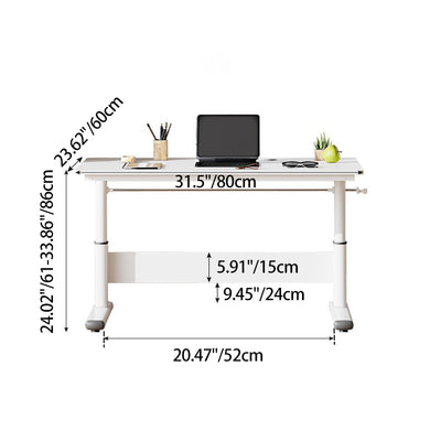 Modern Simplicity Liftable Rectangular Solid Wood & Solid Wood Particle Board Carbon Steel Desk 1-Tier For Home Office