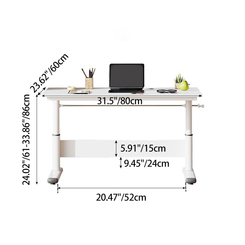 Modern Simplicity Liftable Rectangular Solid Wood & Solid Wood Particle Board Carbon Steel Desk 1-Tier For Home Office