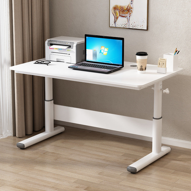 Modern Simplicity Liftable Rectangular Solid Wood & Solid Wood Particle Board Carbon Steel Desk 1-Tier For Home Office