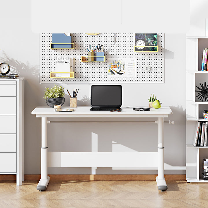 Bureau rectangulaire simple et moderne, relevable, en bois massif et panneau de particules de bois massif, acier au carbone, 1 niveau, pour bureau à domicile 
