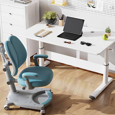 Modern Simplicity Liftable Rectangular Solid Wood & Solid Wood Particle Board Carbon Steel Desk 1-Tier For Home Office