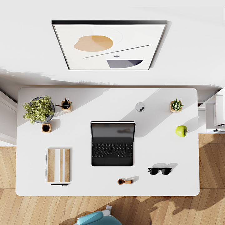 Bureau rectangulaire simple et moderne, relevable, en bois massif et panneau de particules de bois massif, acier au carbone, 1 niveau, pour bureau à domicile 