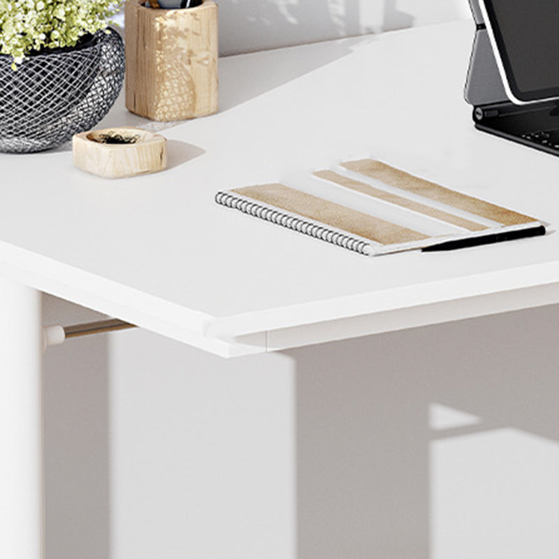Modern Simplicity Liftable Rectangular Solid Wood & Solid Wood Particle Board Carbon Steel Desk 1-Tier For Home Office