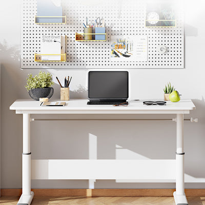 Modern Simplicity Liftable Rectangular Solid Wood & Solid Wood Particle Board Carbon Steel Desk 1-Tier For Home Office