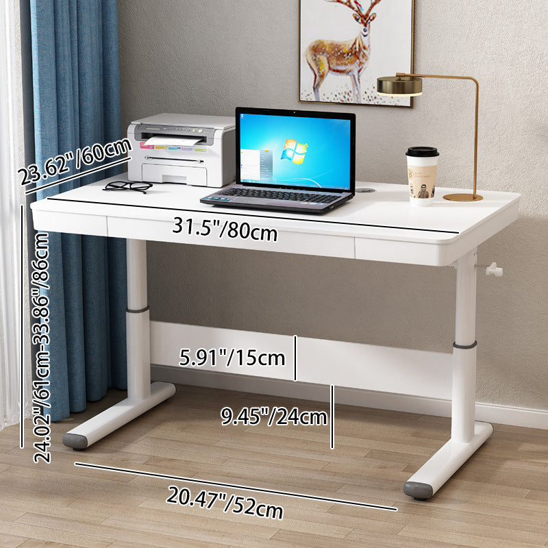 Modern Simplicity Liftable Rectangular Solid Wood & Solid Wood Particle Board Carbon Steel Desk 1-Drawer For Home Office