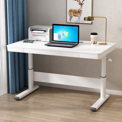 Modern Simplicity Liftable Rectangular Solid Wood & Solid Wood Particle Board Carbon Steel Desk 1-Drawer For Home Office