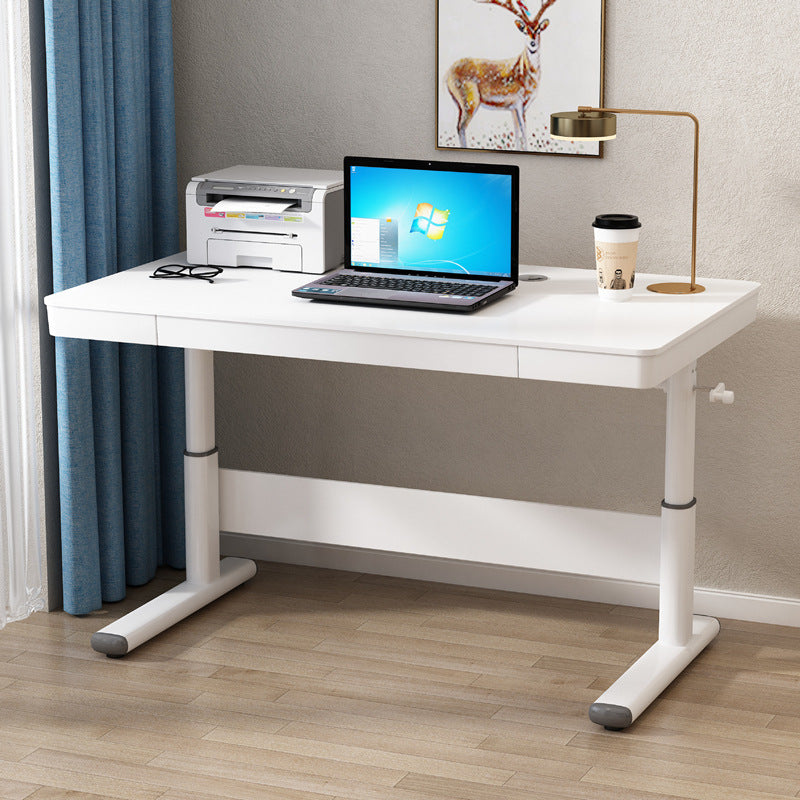 Modern Simplicity Liftable Rectangular Solid Wood & Solid Wood Particle Board Carbon Steel Desk 1-Drawer For Home Office