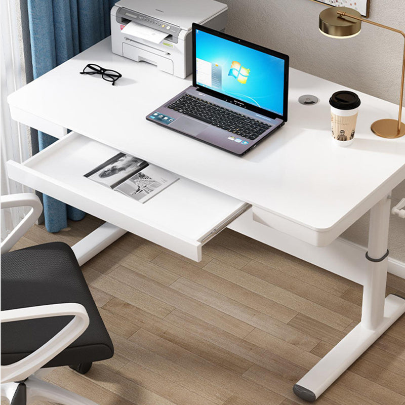 Modern Simplicity Liftable Rectangular Solid Wood & Solid Wood Particle Board Carbon Steel Desk 1-Drawer For Home Office