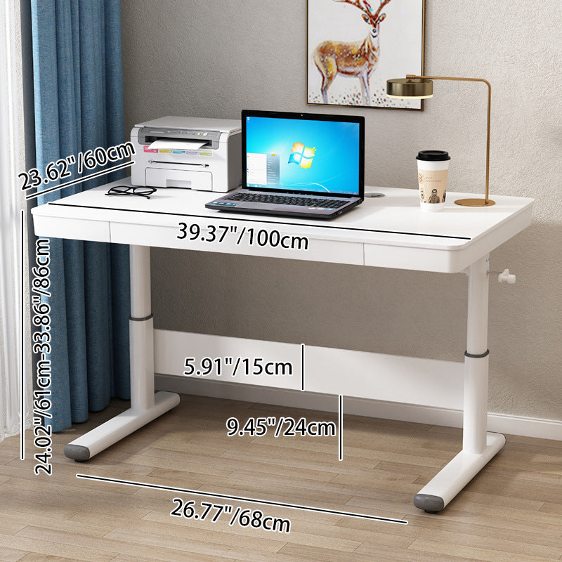 Modern Simplicity Liftable Rectangular Solid Wood & Solid Wood Particle Board Carbon Steel Desk 1-Drawer For Home Office