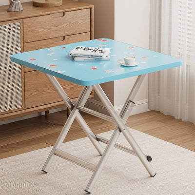 Modern Simplicity Square MDF Galvanized Steel Pipe Foldable Dining Table For 4 Seats
