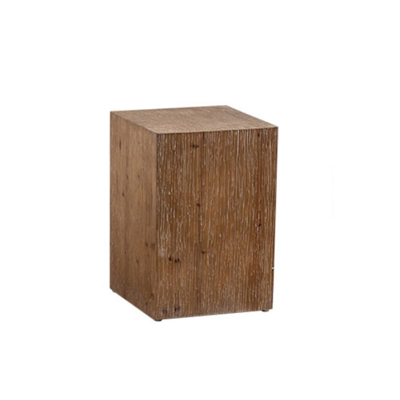 Traditional Rustic Rectangular Tree Stump Fir Wood MDF End Table 1-Tier For Living Room