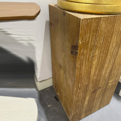 Traditional Rustic Rectangular Tree Stump Fir Wood MDF End Table 1-Tier For Living Room