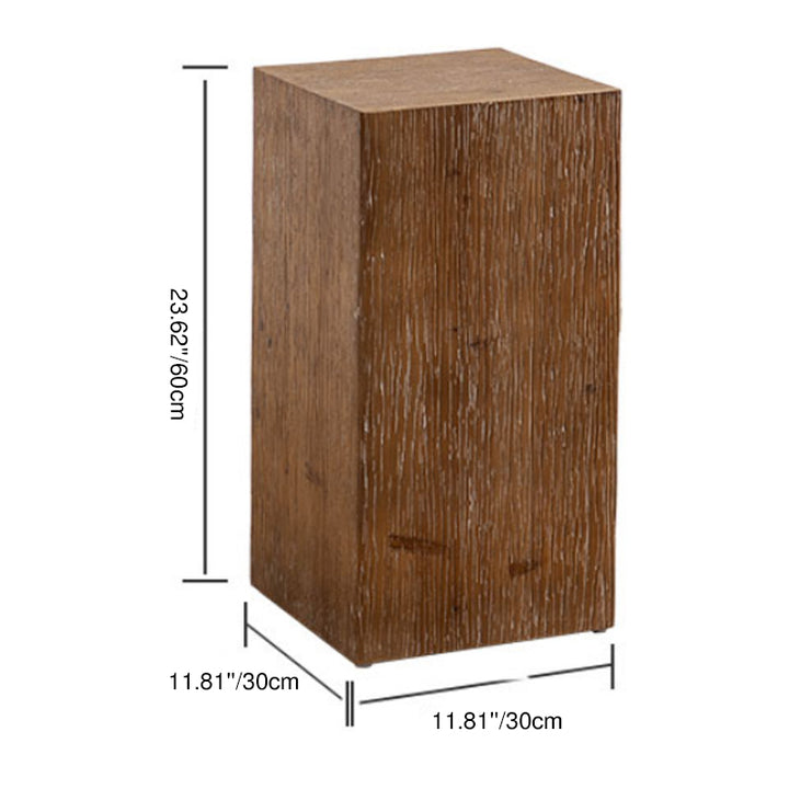 Traditional Rustic Rectangular Tree Stump Fir Wood MDF End Table 1-Tier For Living Room
