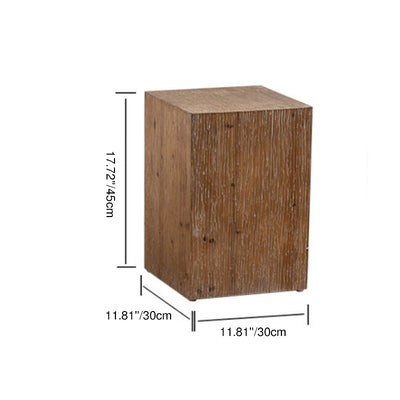 Traditional Rustic Rectangular Tree Stump Fir Wood MDF End Table 1-Tier For Living Room