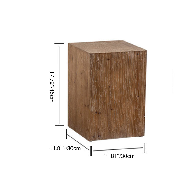 Traditional Rustic Rectangular Tree Stump Fir Wood MDF End Table 1-Tier For Living Room