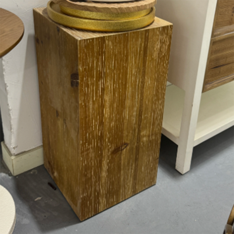 Traditional Rustic Rectangular Tree Stump Fir Wood MDF End Table 1-Tier For Living Room