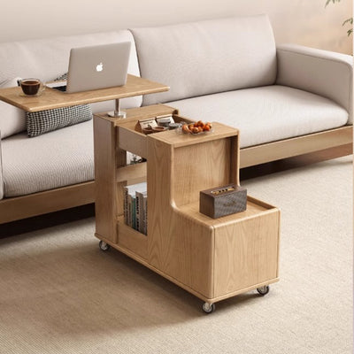 Contemporary Creative Rotatable Geometric Shape Rubberwood Movable End Table 3-Tier For Living Room