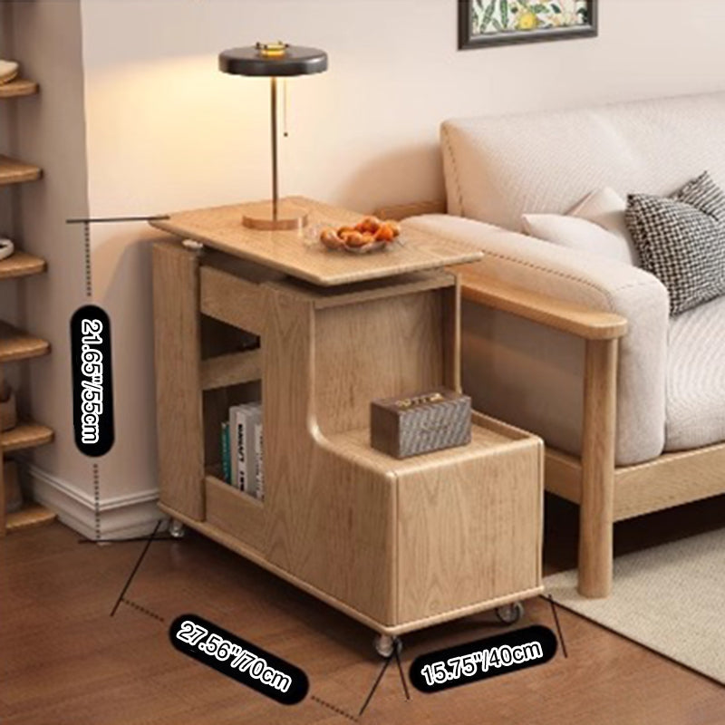 Contemporary Creative Rotatable Geometric Shape Rubberwood Movable End Table 3-Tier For Living Room