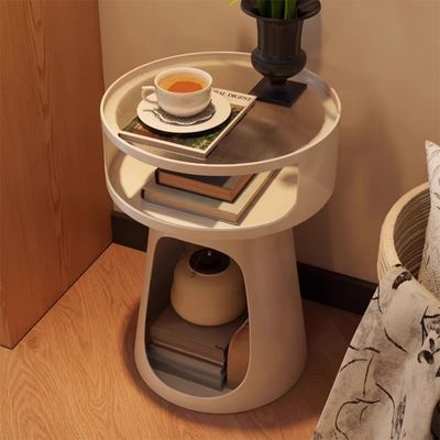 Contemporary Industrial Lighthouse Shape Iron Tempered Glass End Table 3-Tier For Bedroom