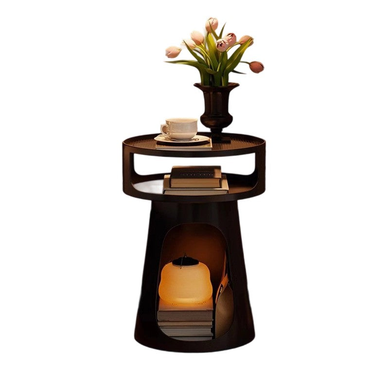 Contemporary Industrial Lighthouse Shape Iron Tempered Glass End Table 3-Tier For Bedroom