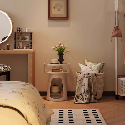 Contemporary Industrial Lighthouse Shape Iron Tempered Glass End Table 3-Tier For Bedroom
