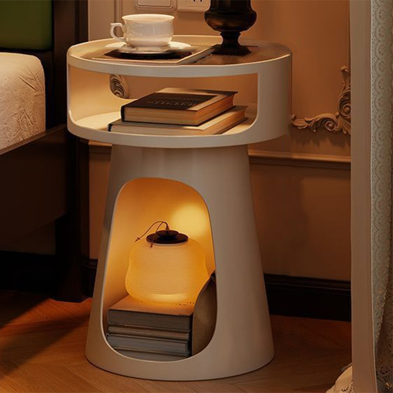 Contemporary Industrial Lighthouse Shape Iron Tempered Glass End Table 3-Tier For Bedroom