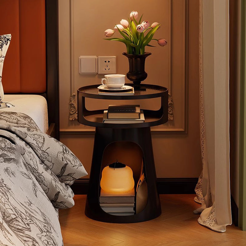 Contemporary Industrial Lighthouse Shape Iron Tempered Glass End Table 3-Tier For Bedroom