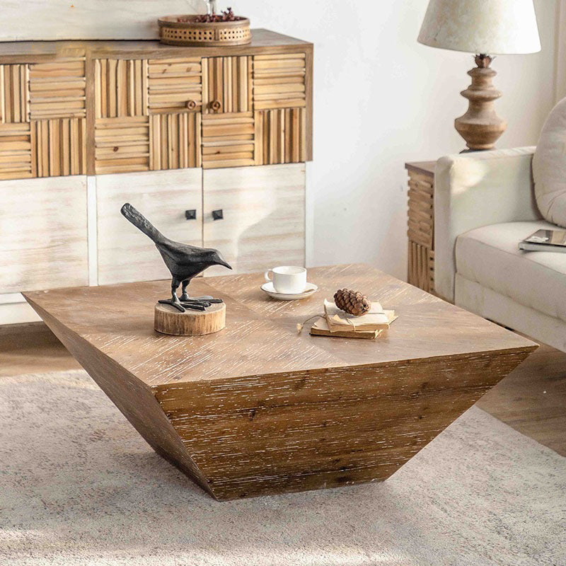 Modern Shabby Chic Geometric Shape Fir Wood Iron Coffee Table 1-Tier For Living Room