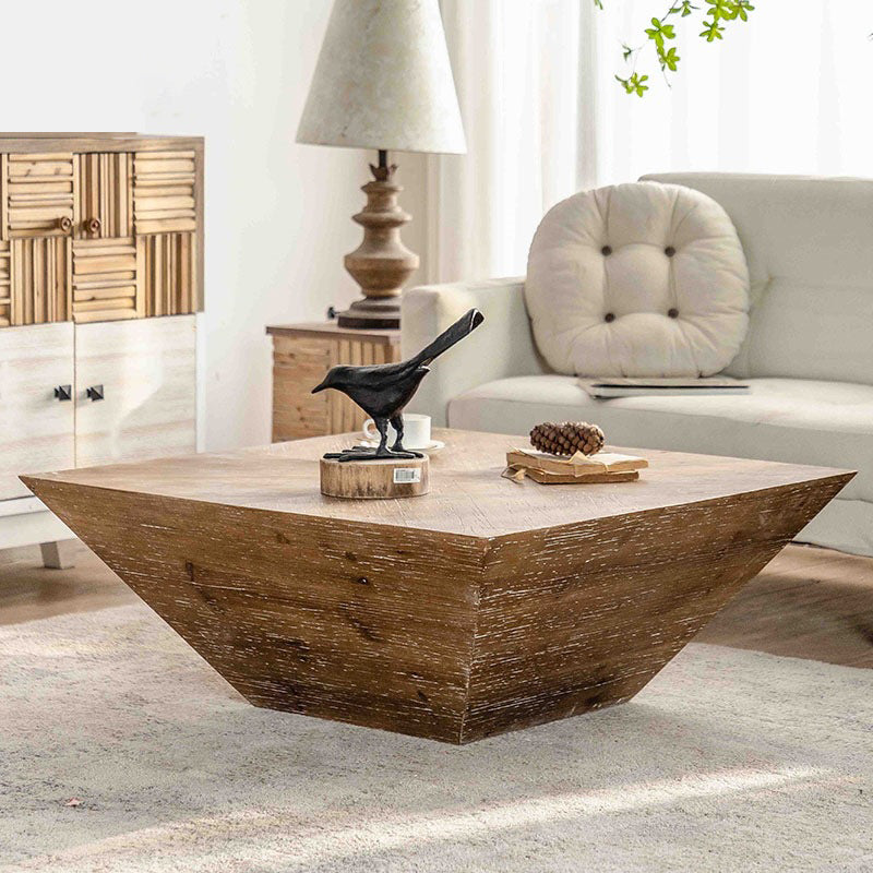 Modern Shabby Chic Geometric Shape Fir Wood Iron Coffee Table 1-Tier For Living Room