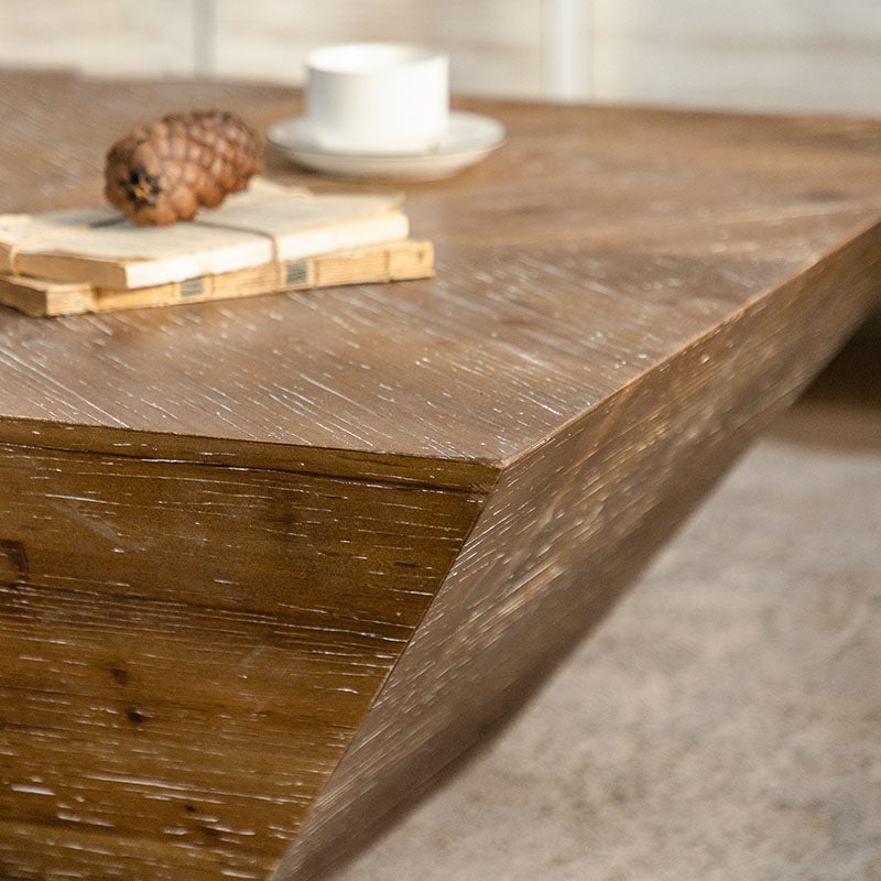 Modern Shabby Chic Geometric Shape Fir Wood Iron Coffee Table 1-Tier For Living Room