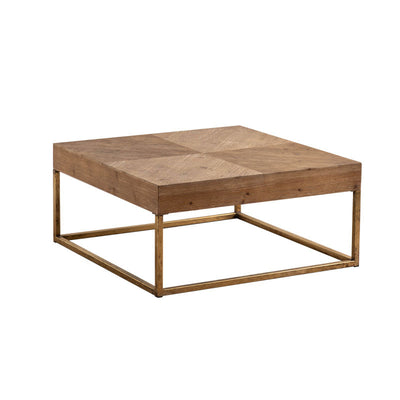 Modern Shabby Chic Geometric Shape Fir Wood Iron Coffee Table 1-Tier For Living Room