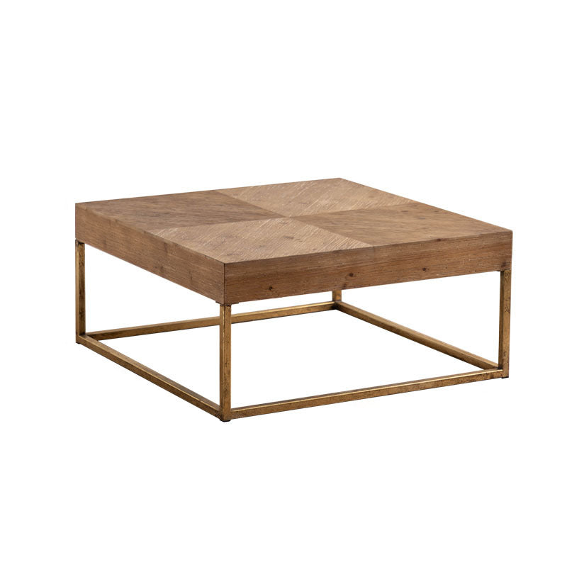 Modern Shabby Chic Geometric Shape Fir Wood Iron Coffee Table 1-Tier For Living Room