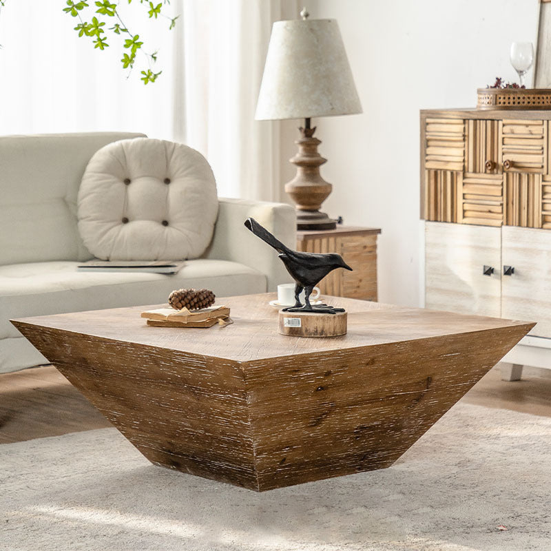Modern Shabby Chic Geometric Shape Fir Wood Iron Coffee Table 1-Tier For Living Room