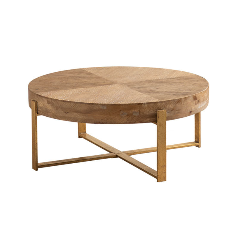Modern Shabby Chic Geometric Shape Fir Wood Iron Coffee Table 1-Tier For Living Room