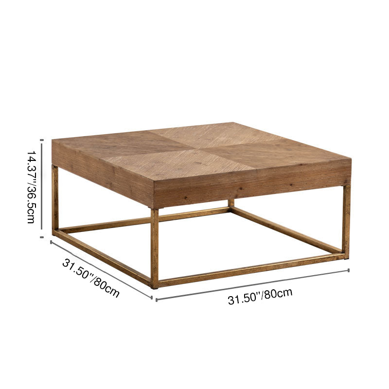 Modern Shabby Chic Geometric Shape Fir Wood Iron Coffee Table 1-Tier For Living Room