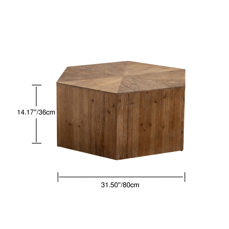 Modern Shabby Chic Geometric Shape Fir Wood Iron Coffee Table 1-Tier For Living Room