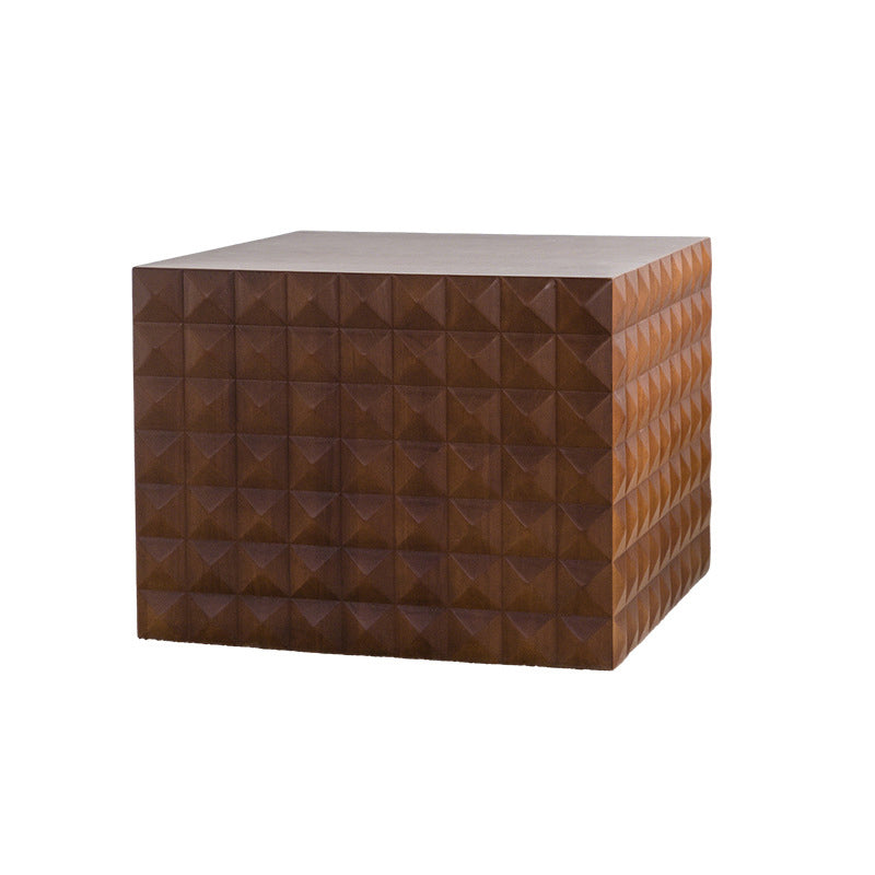 Traditional Vintage Square Geometric Carved Pattern MDF Coffee Table 1-Tier For Living Room