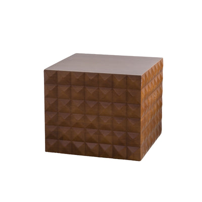 Traditional Vintage Square Geometric Carved Pattern MDF Coffee Table 1-Tier For Living Room