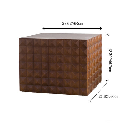 Traditional Vintage Square Geometric Carved Pattern MDF Coffee Table 1-Tier For Living Room