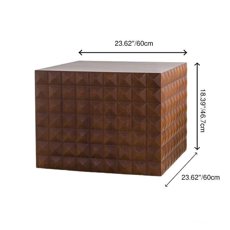 Traditional Vintage Square Geometric Carved Pattern MDF Coffee Table 1-Tier For Living Room