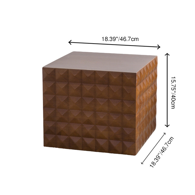 Traditional Vintage Square Geometric Carved Pattern MDF Coffee Table 1-Tier For Living Room